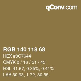 カラーコード: RGB 140 118 68 | qconv.com
