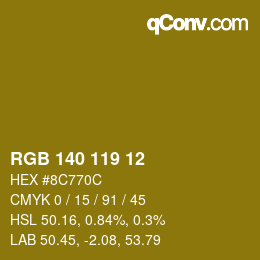 カラーコード: RGB 140 119 12 | qconv.com