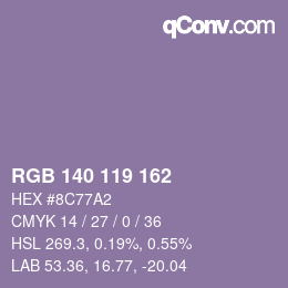 颜色代码: RGB 140 119 162 | qconv.com