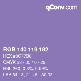 Código de color: RGB 140 119 182 | qconv.com