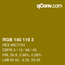 Color code: RGB 140 119 3 | qconv.com