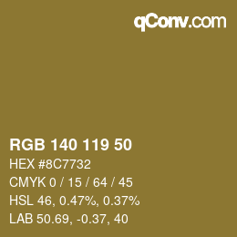 Código de color: RGB 140 119 50 | qconv.com