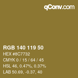 カラーコード: RGB 140 119 50 | qconv.com