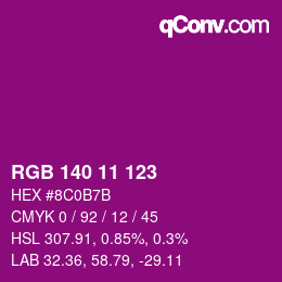 Color code: RGB 140 11 123 | qconv.com