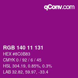 カラーコード: RGB 140 11 131 | qconv.com