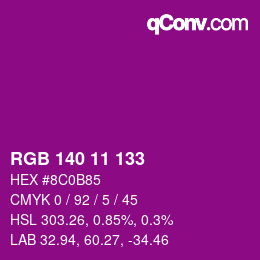 カラーコード: RGB 140 11 133 | qconv.com
