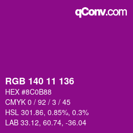 カラーコード: RGB 140 11 136 | qconv.com