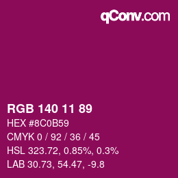 Color code: RGB 140 11 89 | qconv.com