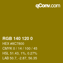 カラーコード: RGB 140 120 0 | qconv.com