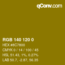 Color code: RGB 140 120 0 | qconv.com