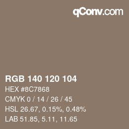 Code couleur: RGB 140 120 104 | qconv.com