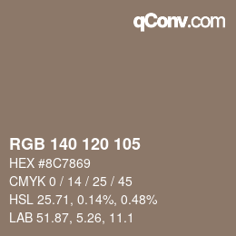 カラーコード: RGB 140 120 105 | qconv.com