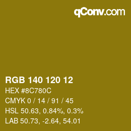 カラーコード: RGB 140 120 12 | qconv.com
