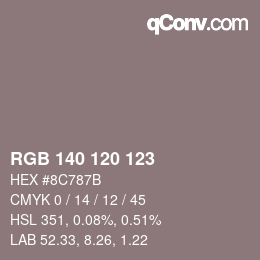 Código de color: RGB 140 120 123 | qconv.com