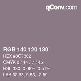 颜色代码: RGB 140 120 130 | qconv.com