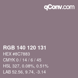 颜色代码: RGB 140 120 131 | qconv.com