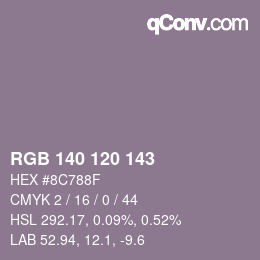 颜色代码: RGB 140 120 143 | qconv.com