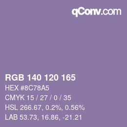 カラーコード: RGB 140 120 165 | qconv.com