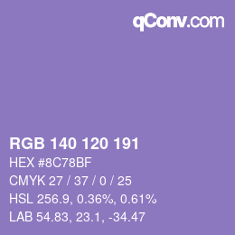 颜色代码: RGB 140 120 191 | qconv.com