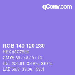 カラーコード: RGB 140 120 230 | qconv.com