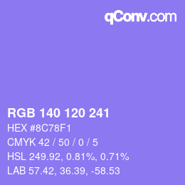 Color code: RGB 140 120 241 | qconv.com
