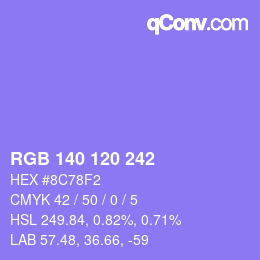 颜色代码: RGB 140 120 242 | qconv.com
