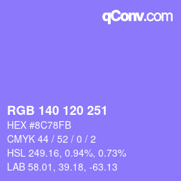 Color code: RGB 140 120 251 | qconv.com