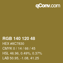 カラーコード: RGB 140 120 48 | qconv.com