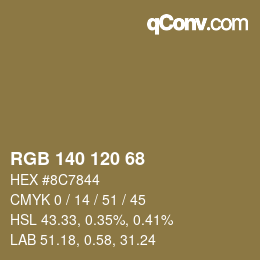 カラーコード: RGB 140 120 68 | qconv.com