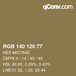 Farbcode: RGB 140 120 77 | qconv.com