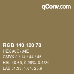 カラーコード: RGB 140 120 78 | qconv.com