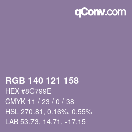 カラーコード: RGB 140 121 158 | qconv.com