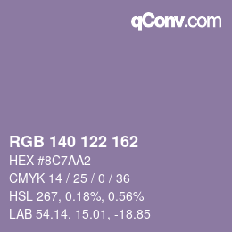 Color code: RGB 140 122 162 | qconv.com