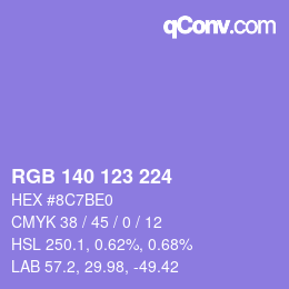Color code: RGB 140 123 224 | qconv.com