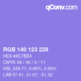 カラーコード: RGB 140 123 228 | qconv.com