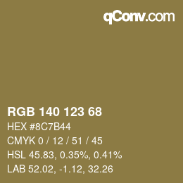 カラーコード: RGB 140 123 68 | qconv.com