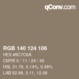 Farbcode: RGB 140 124 106 | qconv.com