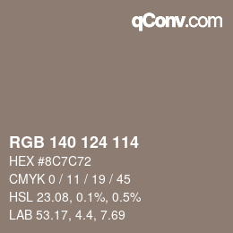 Code couleur: RGB 140 124 114 | qconv.com
