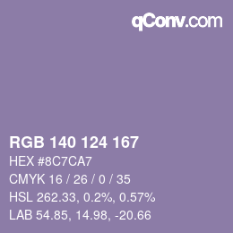 Farbcode: RGB 140 124 167 | qconv.com