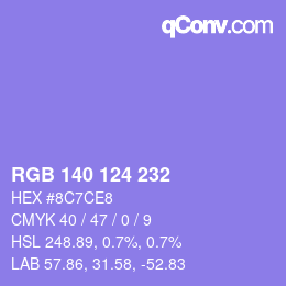 Color code: RGB 140 124 232 | qconv.com