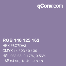 Farbcode: RGB 140 125 163 | qconv.com