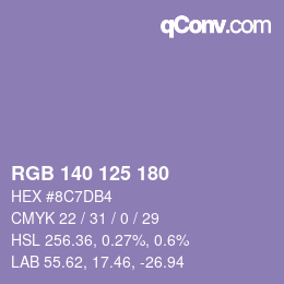 Color code: RGB 140 125 180 | qconv.com