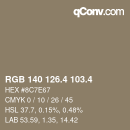 カラーコード: RGB 140 126.4 103.4 | qconv.com