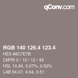 カラーコード: RGB 140 126.4 123.4 | qconv.com