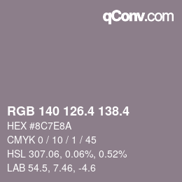 カラーコード: RGB 140 126.4 138.4 | qconv.com