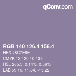 カラーコード: RGB 140 126.4 158.4 | qconv.com