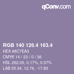 カラーコード: RGB 140 126.4 163.4 | qconv.com