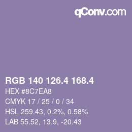 カラーコード: RGB 140 126.4 168.4 | qconv.com