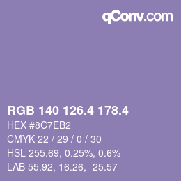 カラーコード: RGB 140 126.4 178.4 | qconv.com