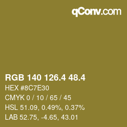 カラーコード: RGB 140 126.4 48.4 | qconv.com